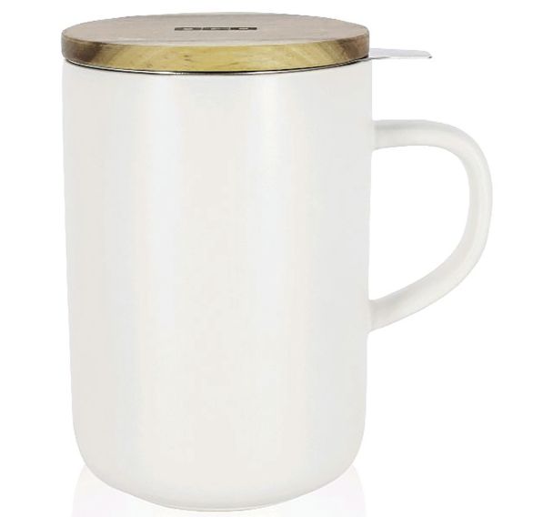 Tisanière 475ml blanc avec couvercle bois