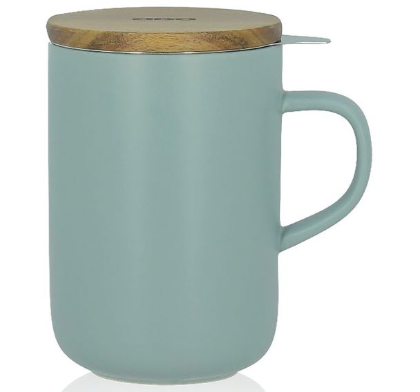 Tisanière 475ml gris perlé avec couvercle bois