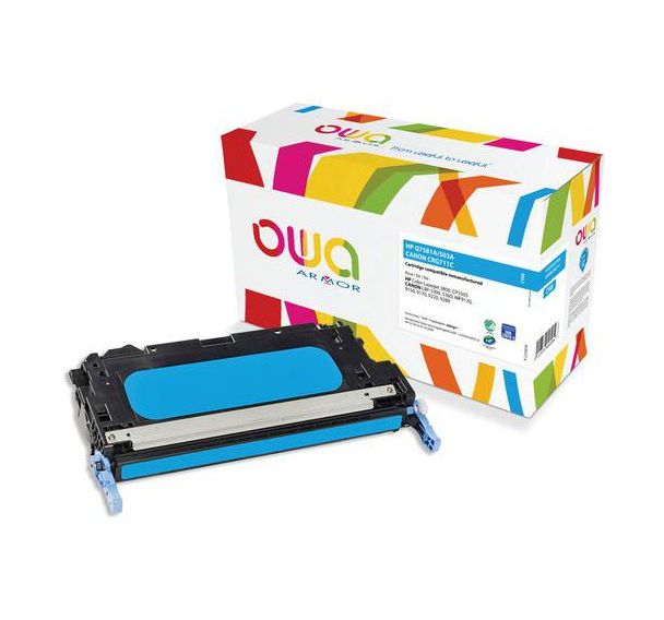 Toner remanufacturé HP Q7581A-Canon 711C Cyan 6000 pages