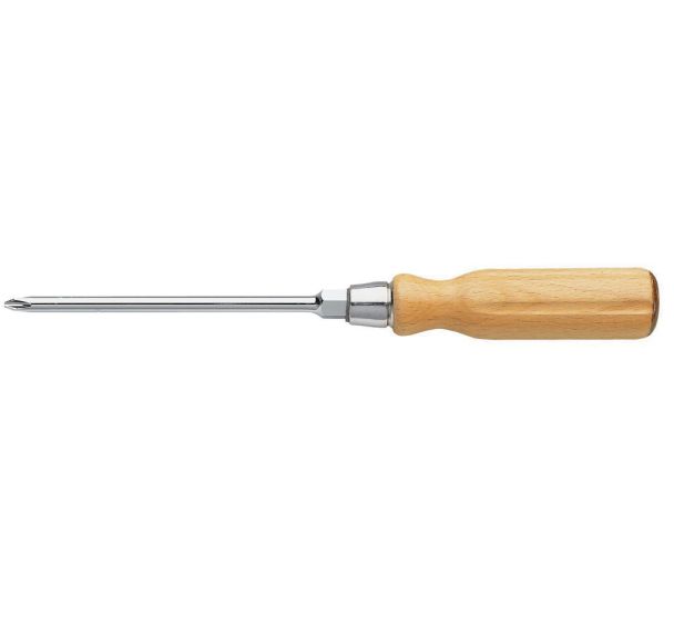 Tournevis manche bois pour vis cruciformes Phillips® - lame avec 6 pans
