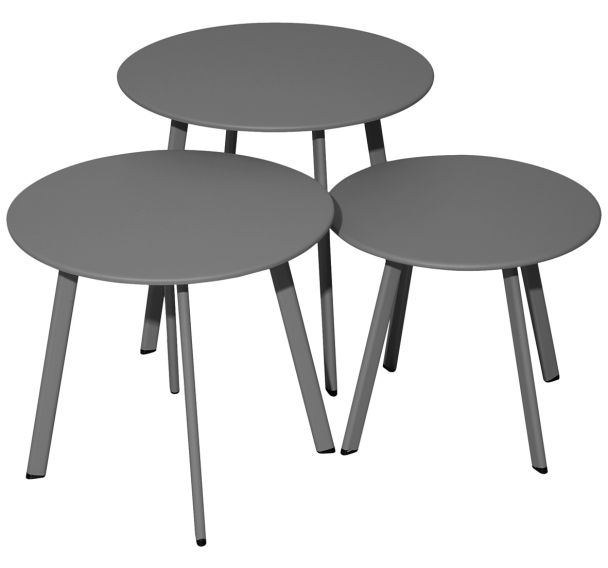 Trio de tables basses MASSAI Ø40/Ø45/Ø50 cm acier - graphite