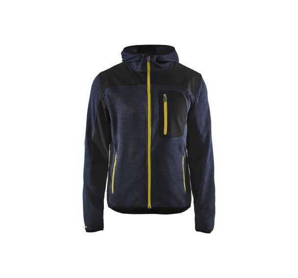 Veste tricotée à capuche bleu foncé/jaune - Blåkläder