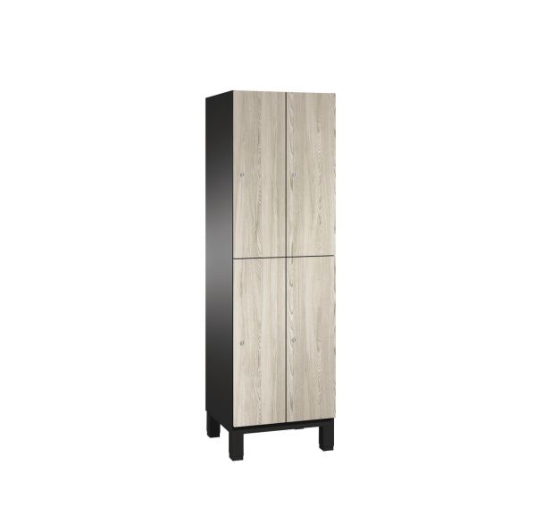 Vestiaire Cambio S6000 sur socle, portes HPL décor bois - CP