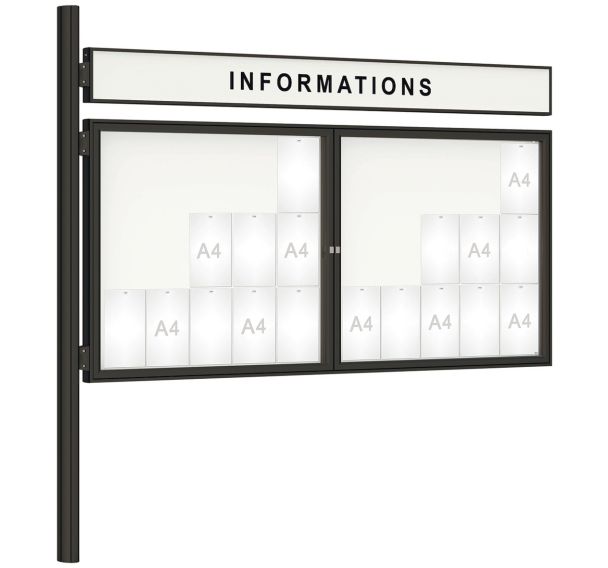 Vitrine 1000 titre double battant poteau Quatro complémentaire-Procity