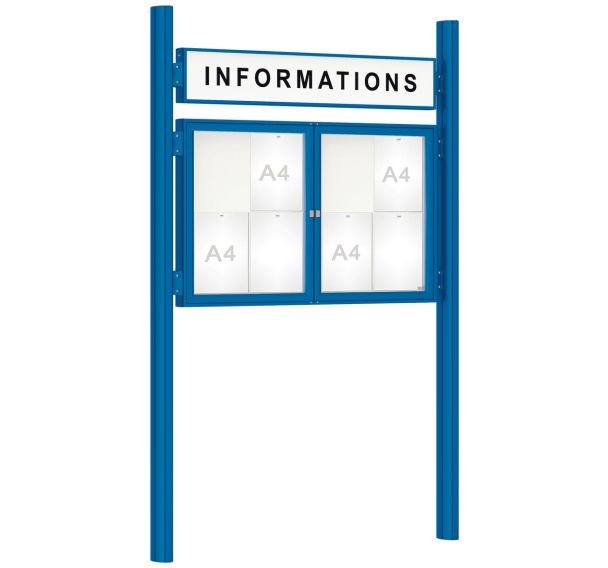 Vitrine 1000 titre double battant poteaux Quatro initiaux - Procity