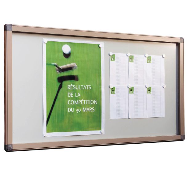Vitrine d'extérieur à porte levante Grande Antares à l'italienne - Fond aluminium