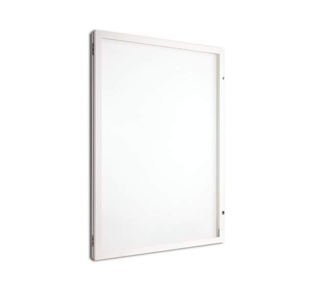 Vitrine d'exterieur porte battante - Fond aluminium -cadre blanc - AME
