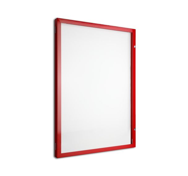 Vitrine d'exterieur porte battante - Fond aluminium -cadre rouge - AME