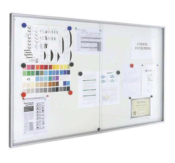 Vitrine fond tôle porte coulissante Millénium - Planorga