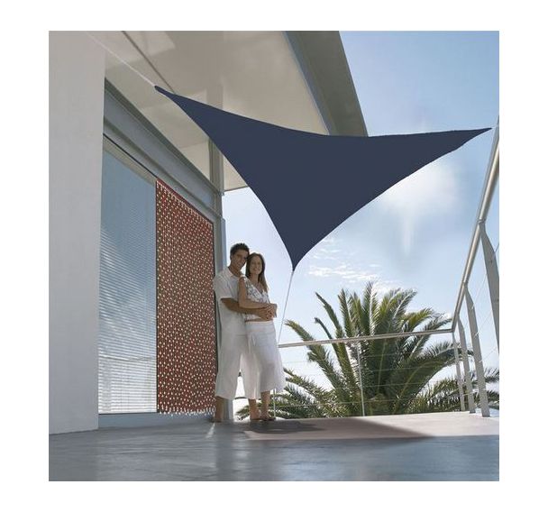 Voile ombrage triangulaire - 3m - Gris/bleu