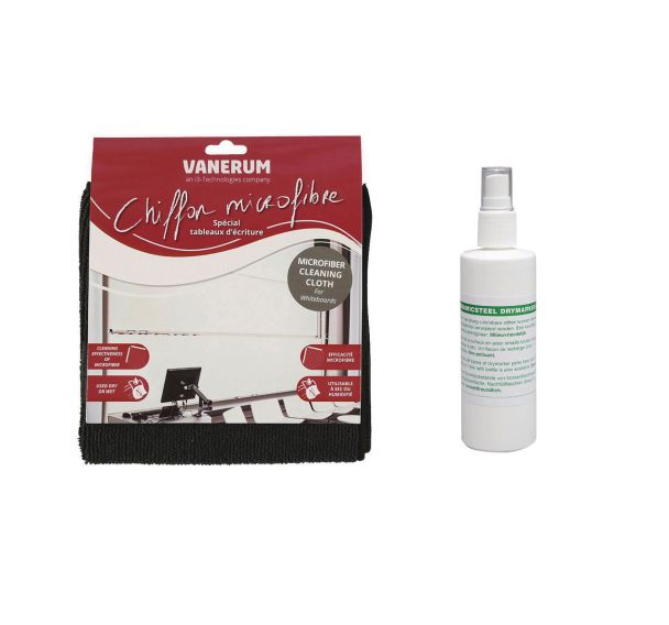 Lot de 5 flacons nettoyant et 1 microfibre pour tableau blanc - Vanerum