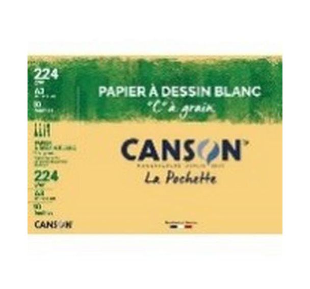 pochette Canson® papier à dessin blanc C à grain A3 10 feuilles 224g/m²