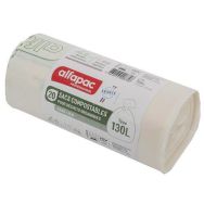 100 Sac poubelle compostables - Déchets organiques -130L-Naturel
