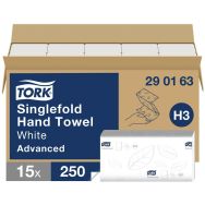 15 paquets essuie-mains Tork Advanced H3 - Enchevêtré Blanc