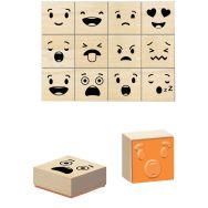 1 set de tampons bois émotions dimensions 33x33 mm
