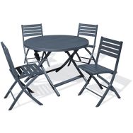1 table jardin Marius Ø110cm anthracite + 4 chaises gris anthracite