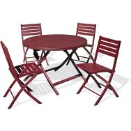 1 table jardin Marius Ø110cm carmin + 4 chaises carmin