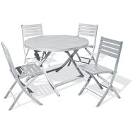 1 table jardin Marius Ø110cm gris + 4 chaises gris