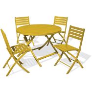 1 table jardin Marius Ø110cm moutarde + 4 chaises moutarde