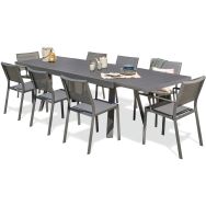 1 table jardin Stockholm 300x96cm+6 chaises+2 fauteuils