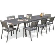 1 table jardin Stockholm 300x96cm+8 chaises aluminium