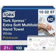 21 Essuie mains Tork Premium H2 Enchevêtré 2100 feuilles/paquet soft