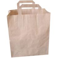 250 Sac poignées plates Kraft Brun 80 grs neutre - 220/100x290mm