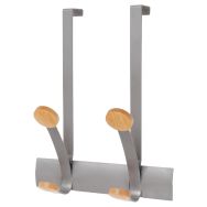 2 bipatères de porte gris métal/bois clair
