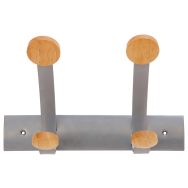 2 bipatères murales à visser gris métal/bois clair