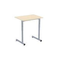 2 tables réglables 70x50 +2 chaises Nila,plateau beige,chants surmoulés,gris