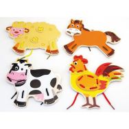 4 Animaux de la ferme à lacer