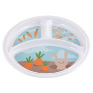 4 assiettes Ø 21,5 cm 3 compartiments mélamine blanche lapin gourmet