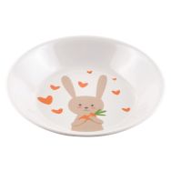4 assiettes à bouillie Ø 18,5 cm mélamine blanche - lapin gourmet