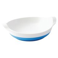 4 assiettes creuses 21,2 x 17,6 cm mélamine blanche antidérapant bleu