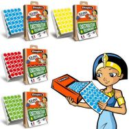 4 boîtes Eco-Pack + 7200 gommettes rondes 18mm (4 couleurs)