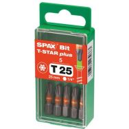 5 embouts de vissage T25 mm pour vis T-Star Plus Spax
