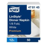600 Serviette Dinner blanc, Premium, pliage 1/8 - Tork LinStyle®