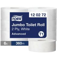 6 bobines Papier toilette Maxi Jumbo Tork Advanced 36 m Ø 26 cm Blanc