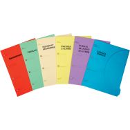 6 chemises A4 pack scolaire - 6 thèmes - Assorti