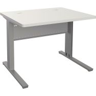ADEMA+ Bureau 100x80 cm plateau méla Blanc/piétement argent