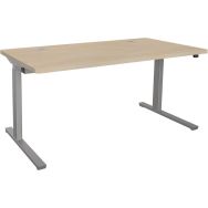 ADEMA+ Bureau rég. Élect. 160x80cm plat. Chêne Natur/argent