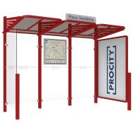 Abri bus Conviviale 3 m vitrine droite - bardage gauche - Procity