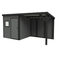 Abri de jardin ROMA 1 pan avec auvent gris et noir