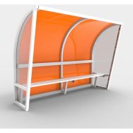 Abri de touche monobloc V2 L3,50m alu plast. plaque arr. métacrylate