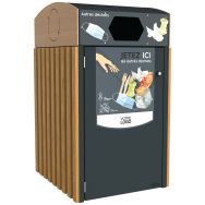 Abri poubelle Multiflux autres déchets acier/bois - Abri Plus