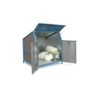 Abri pour conteneur à déchet - 3 cloisons, porte et plancher - Bauer