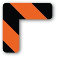 Adhésif angle 90° arrondi LeanStripe - Noir/Orange - Ergomat