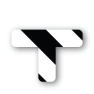 Adhésif marquage au sol en T arrondi LeanStripe - Noir/Blanc - Ergomat