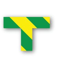 Adhésif marquage au sol en T carré LeanStripe - Vert/Jaune - Ergomat