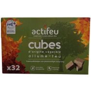 Allume feu bois cire végétale - 32 cubes - Lot de 24